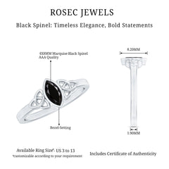 Marquise Shape Black Spinel Solitaire Promise Ring
