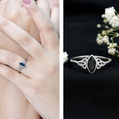 Marquise Shape Black Spinel Solitaire Promise Ring