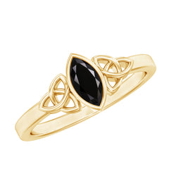 Marquise Shape Black Spinel Solitaire Promise Ring