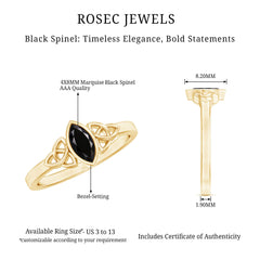 Marquise Shape Black Spinel Solitaire Promise Ring