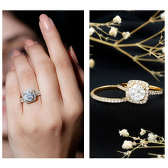 3 CT Round Cubic Zirconia Wedding Ring Set For Bride