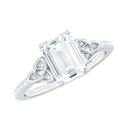 2.75 CT Emerald Cut Zircon Solitaire Celtic Engagement Ring in Gold