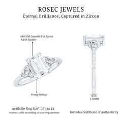 2.75 CT Emerald Cut Zircon Solitaire Celtic Engagement Ring in Gold