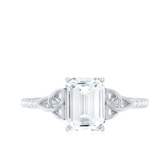 2.75 CT Emerald Cut Zircon Solitaire Celtic Engagement Ring in Gold