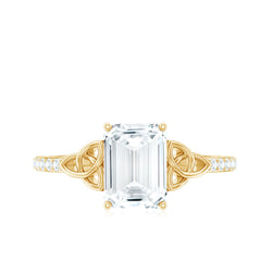 2.75 CT Emerald Cut Zircon Solitaire Celtic Engagement Ring in Gold