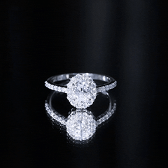 3 CT Oval Simulated Diamond Classic Halo Ring in Gold