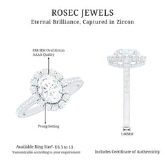 3 CT Oval Simulated Diamond Classic Halo Ring in Gold