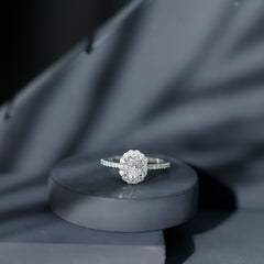3 CT Oval Simulated Diamond Classic Halo Ring in Gold