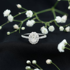 3 CT Oval Simulated Diamond Classic Halo Ring in Gold