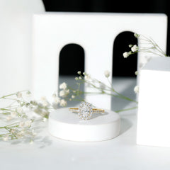 3 CT Oval Simulated Diamond Classic Halo Ring in Gold