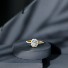 3 CT Oval Simulated Diamond Classic Halo Ring in Gold
