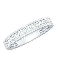 Princess Cut Moissanite Half Eternity Band in Channel Setting