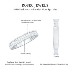 Princess Cut Moissanite Half Eternity Band in Channel Setting