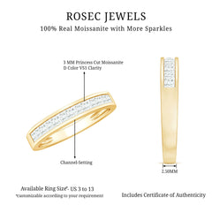Princess Cut Moissanite Half Eternity Band in Channel Setting