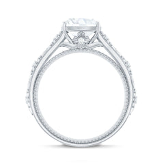 Cushion Cut Solitaire Zircon Gold Floral Engagement Ring