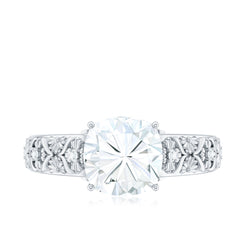 Cushion Cut Solitaire Zircon Gold Floral Engagement Ring