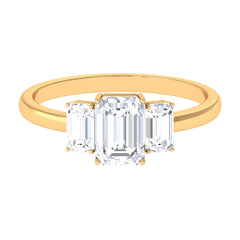 Octagon Shape Cubic Zirconia Three Stone Ring