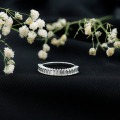 Minimal Baguette Cut Cubic Zirconia Half Eternity Ring