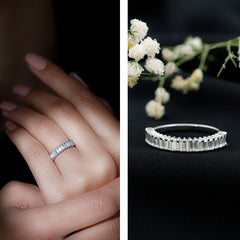 Minimal Baguette Cut Cubic Zirconia Half Eternity Ring