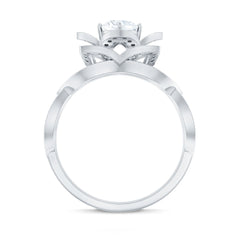 Vintage Style Zircon Floral Engagement Ring with Split Shank