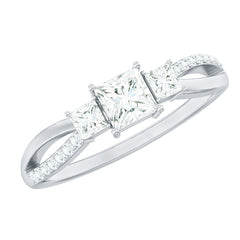 3/4 CT Princess Cut Three Stone Zircon Infinity Promise Ring