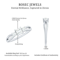 3/4 CT Princess Cut Three Stone Zircon Infinity Promise Ring