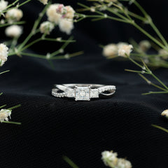3/4 CT Princess Cut Three Stone Zircon Infinity Promise Ring