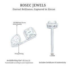 Kylie Inspired Simulated Diamond Two Stone Cuff Ring in Gold
