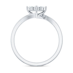 Round Moissanite Flower Proposal Ring in Bypass Shank