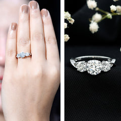 3 Stone Round Cubic Zirconia Crossover Engagement Ring
