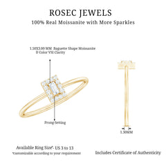 Dainty Baguette Cut Moissanite Promise Ring with Halo