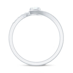Certified Moissanite Heart Promise Ring in Bypass Shank