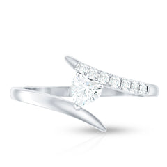 Certified Moissanite Heart Promise Ring in Bypass Shank