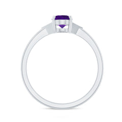 Oval Amethyst Solitaire Engagement Ring with Diamond Accent