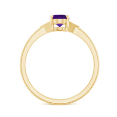 Oval Amethyst Solitaire Engagement Ring with Diamond Accent