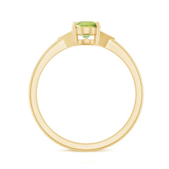 Natural Solitaire 1 Carat Peridot Oval Engagement Ring with Diamond
