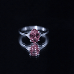 1 Carat Pink Tourmaline Oval Engagement Ring with Diamond