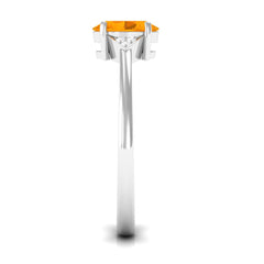 3/4 CT Oval Fire Opal Solitaire Ring with Diamond Accent