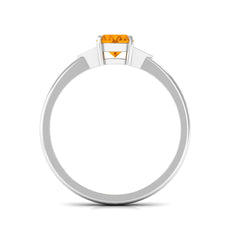3/4 CT Oval Fire Opal Solitaire Ring with Diamond Accent