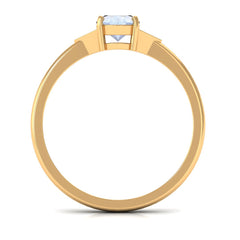 1 CT Oval Moonstone Solitaire Ring with Diamond Accent