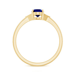 Certified 1 Carat Lab Grown Blue Sapphire Oval Engagement Ring with Diamond Trio