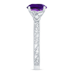 Solitaire Amethyst Celtic Knot Ring with Diamond