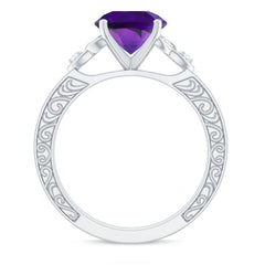 Solitaire Amethyst Celtic Knot Ring with Diamond