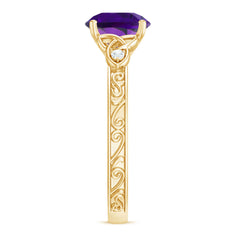 Solitaire Amethyst Celtic Knot Ring with Diamond
