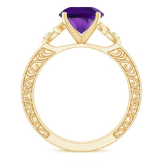Solitaire Amethyst Celtic Knot Ring with Diamond