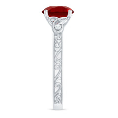 Solitaire Created Ruby Celtic Knot Ring with Diamond