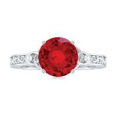 Solitaire Created Ruby Celtic Knot Ring with Diamond