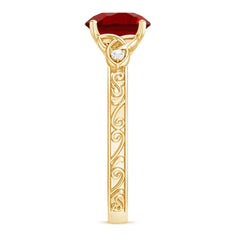 Solitaire Created Ruby Celtic Knot Ring with Diamond
