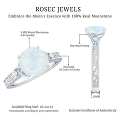1 CT Solitaire Moonstone Celtic Knot Ring with Diamond