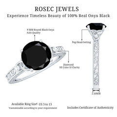 Vintage Inspired Black Onyx Celtic Engagement Ring with Diamond